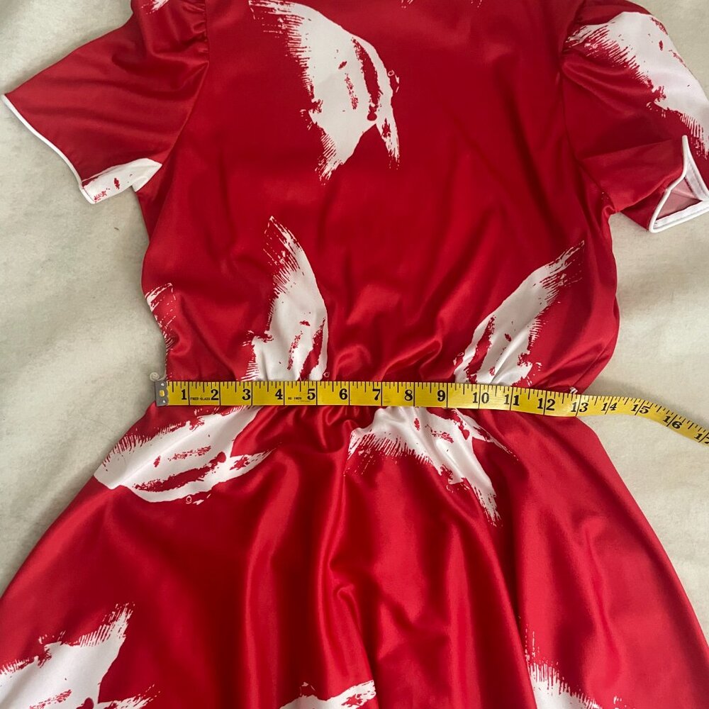 Vintage Joan Curtis red dress w/fish print, size 10 - Picture 6 of 9